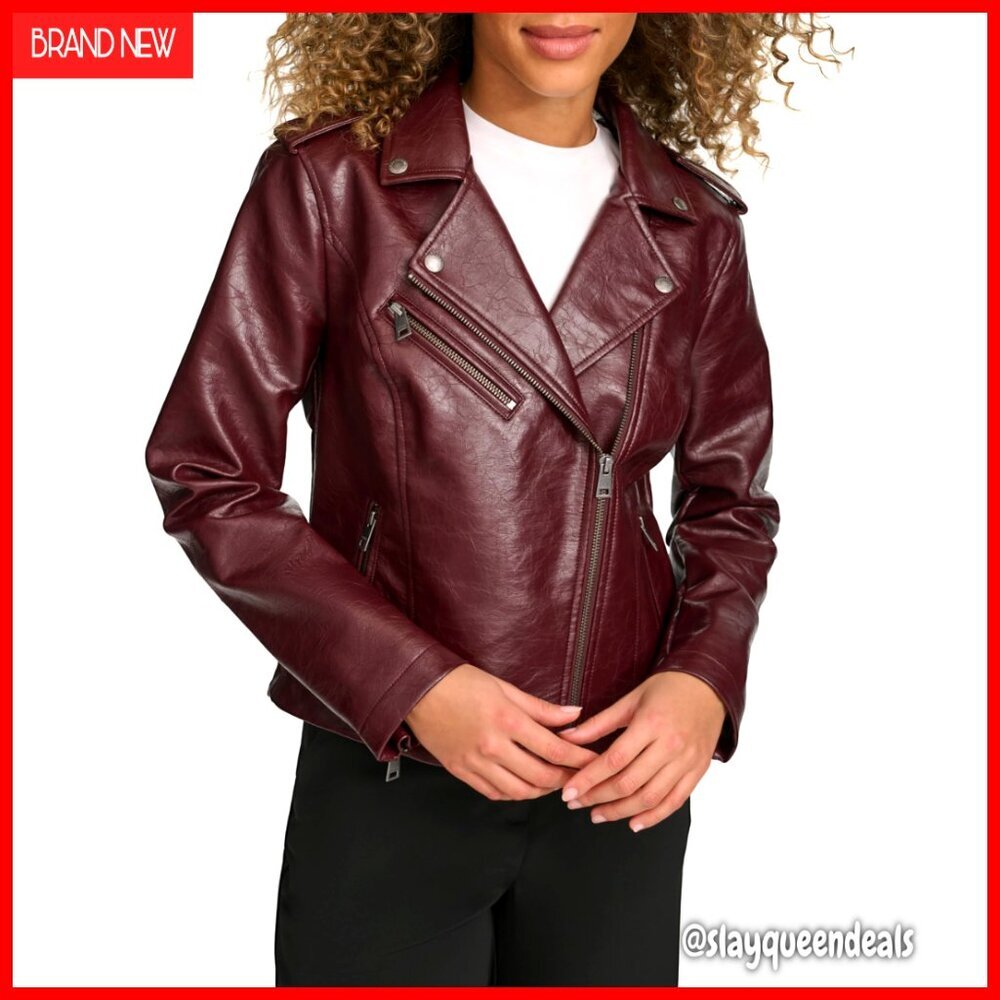 Faux Leather Moto Jacket Regular Plus Size Asymmetrical Zipper Snap Lapels
